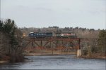 MEC 514 Leads the Rail Extra over the Kennebec River